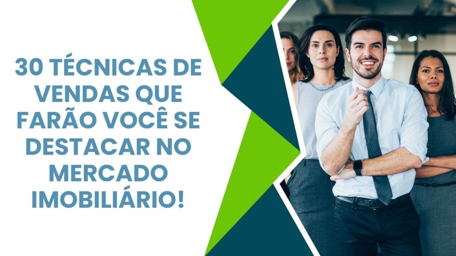 Imagem: Um retrato profissional e sorridente de uma equipe de corretores de imóveis, que dominam técnica de vendas de imóveis Elementos: Composição: Quatro indivíduos, um homem centralizado e três mulheres ao seu redor, todos voltados para a câmera. Roupas: Homem: Camisa azul formal, gravata preta, relógio de pulso e postura confiante com os braços cruzados. Mulheres: Vestidos pretos, expressões seguras e posturas similares ao homem, com os braços cruzados. Enquadramento: A mulher à esquerda está parcialmente fora do quadro, adicionando um elemento dinâmico à imagem. Fundo: Provavelmente um ambiente profissional, como um escritório ou uma empresa de imóveis, com um fundo neutro para destacar os sujeitos. Expressões: Todos os membros da equipe exibem sorrisos genuínos e expressões de confiança, transmitindo profissionalismo e positividade. Título: "30 TÉCNICAS DE VENDAS QUE FARÃO VOCÊ SE DESTACAR NO MERCADO IMOBILIÁRIO!" Interpretação: A imagem visualiza a ideia de uma equipe de corretores de imóveis altamente capacitada e bem-sucedida. A união da equipe, a vestimenta formal e as expressões confiantes reforçam a mensagem de profissionalismo e expertise. O título, por sua vez, sugere que a equipe domina técnicas de vendas eficazes e está pronta para compartilhar esse conhecimento com outros profissionais do mercado imobiliário. Contexto: A imagem pode ser utilizada em diversos materiais de marketing, como sites, redes sociais, e-books ou apresentações, com o objetivo de promover cursos, workshops ou serviços de consultoria para corretores de imóveis. A combinação da imagem com o título cria uma chamada forte para a ação, incentivando os espectadores a aprender mais sobre as técnicas de vendas apresentadas. Emoções transmitidas: A imagem evoca sentimentos de confiança, profissionalismo, sucesso e motivação. Os espectadores podem se identificar com a equipe e aspirar a alcançar os mesmos resultados em suas próprias carreiras. Público-alvo: Corretores de imóveis em busca de aprimoramento profissional, empresas do setor imobiliário e estudantes da área. Objetivo: Incentivar o público a buscar conhecimento e se destacar no mercado imobiliário, através das técnicas de vendas apresentadas. Em resumo: A imagem é um retrato poderoso de uma equipe de sucesso, que transmite confiança, profissionalismo e expertise. Combinada com o título, ela cria uma mensagem clara e concisa, convidando o público a explorar as técnicas de vendas apresentadas e alcançar seus objetivos no mercado imobiliário.