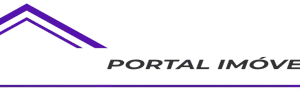 Logo portal imóvel já com letras maiúsculas em formato de casa na cor roxa.